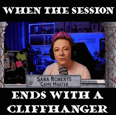 A Cartoon Of A Woman With A Sign That Says " Sara Roberts Game Master " GIF