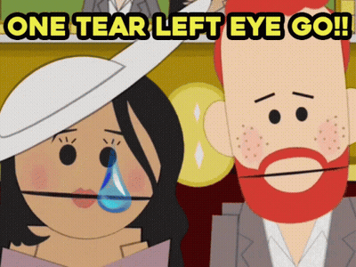 A Cartoon Of A Woman With A Tear Coming Out Of Her Eye And The Words One Tear Left Eye Go GIF