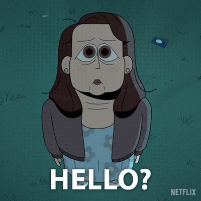 A Cartoon Of A Woman With Big Eyes And The Words Hello Written Below Her GIF