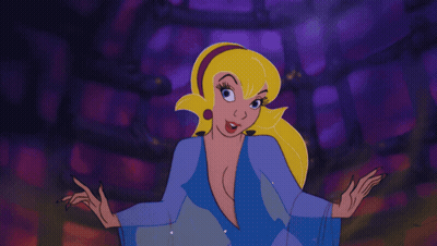 A Cartoon Of A Woman With Blonde Hair And Blue Eyes GIF
