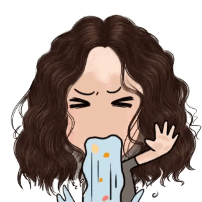 A Cartoon Of A Woman With Curly Hair Blowing A Bubble Sticker