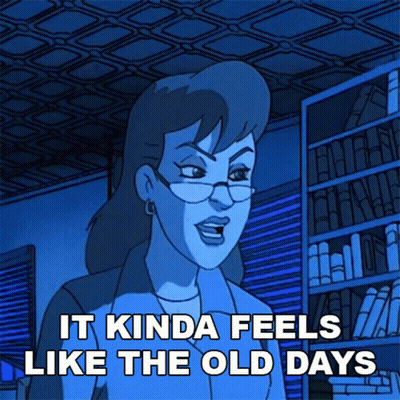 A Cartoon Of A Woman With Glasses Says It Kinda Feels Like The Old Days GIF