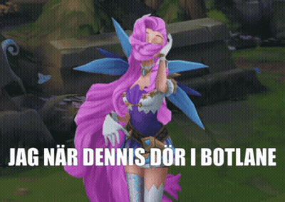A Cartoon Of A Woman With Purple Hair And The Words Jag När Dennis Dori I Botlane GIF