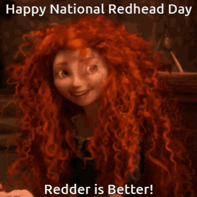 A Cartoon Of A Woman With Red Hair And The Words Happy National Redhead Day GIF