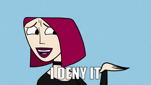 A Cartoon Of A Woman With Red Hair And The Words I Deny It Above Her GIF