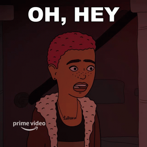 A Cartoon Of A Woman With Red Hair And The Words Oh Hey Above Her GIF