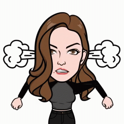 A Cartoon Of A Woman With Smoke Coming Out Of Her Ears And A Fist In Her Hand . GIF
