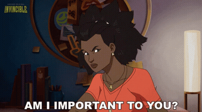 A Cartoon Of A Woman With The Words Am I Important To You GIF
