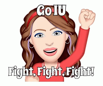 A Cartoon Of A Woman With The Words Go Iu Fight Fight Fight Written Above Her GIF