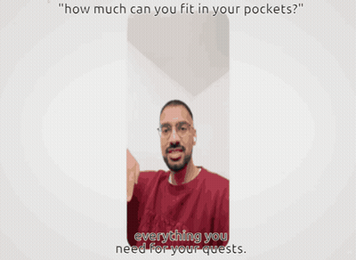 A Cartoon Of A Woman With The Words " How Much Can You Fit In Your Pockets " Above Her GIF
