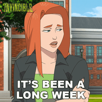 A Cartoon Of A Woman With The Words It 'S Been A Long Week GIF