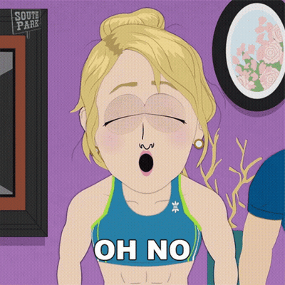 A Cartoon Of A Woman With The Words Oh No On Her Shirt GIF