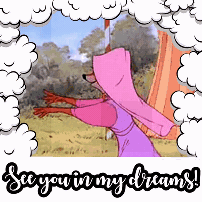 A Cartoon Of A Woman With The Words " See You In My Dreams " GIF