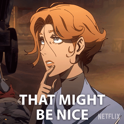 A Cartoon Of A Woman With The Words That Might Be Nice Written Below Her GIF