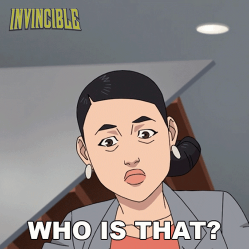 A Cartoon Of A Woman With The Words " Who Is That " Below Her GIF