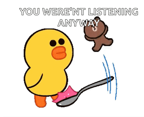 A Cartoon Of A Yellow Duck And A Brown Bear Saying " Bye " GIF