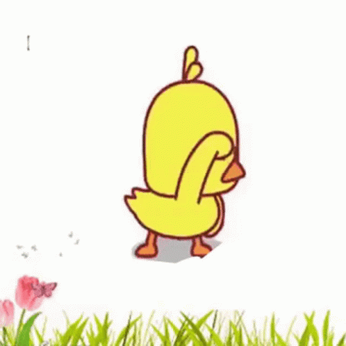 A Cartoon Of A Yellow Duck With The Words Cadê Meus Tomodachis Online Para Me Dar Um Ohayo GIF