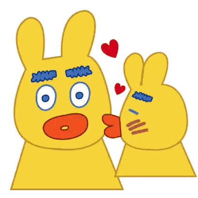 A Cartoon Of A Yellow Rabbit Kissing Another Yellow Rabbit On The Cheek Sticker