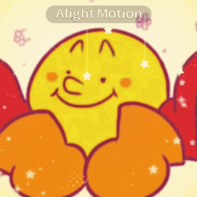 A Cartoon Of A Yellow Smiley Face With Red Wings And The Words " Alight Motion " On The Bottom GIF