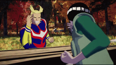 A Cartoon Of All Might Standing Next To A Cartoon Of A Ninja GIF