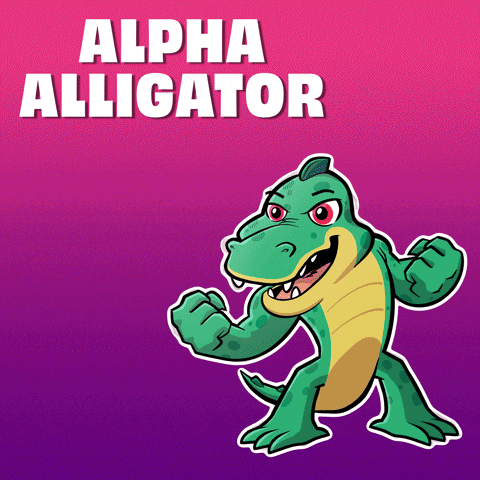 A Cartoon Of An Alligator With The Words Alpha Alligator Above It GIF