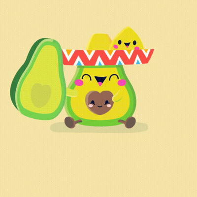 A Cartoon Of An Avocado Wearing A Sombrero With The Words You Complete Me Below It GIF