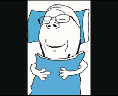 A Cartoon Of An Elderly Man Laying In Bed Reading A Book GIF