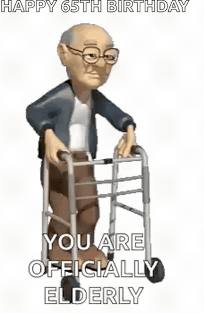 A Cartoon Of An Elderly Man Using A Walker . GIF