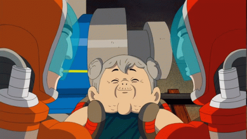 A Cartoon Of An Elderly Woman Sitting On A Bench GIF