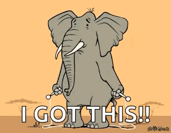 A Cartoon Of An Elephant Jumping A Jump Rope With The Words I Got This Written Below It GIF