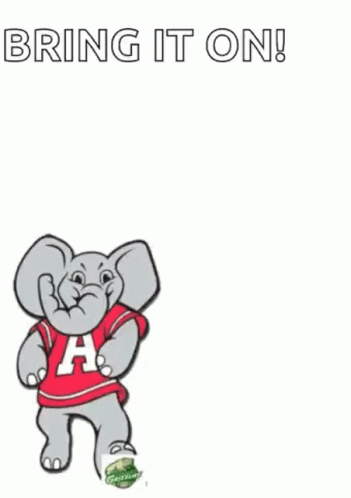 A Cartoon Of An Elephant Wearing A Red Shirt With The Letter A On It GIF