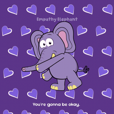 A Cartoon Of An Elephant With The Words Empathy Elephant Written Above It GIF
