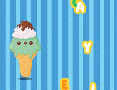 A Cartoon Of An Ice Cream Cone With The Words Ice Day Ice Cream GIF