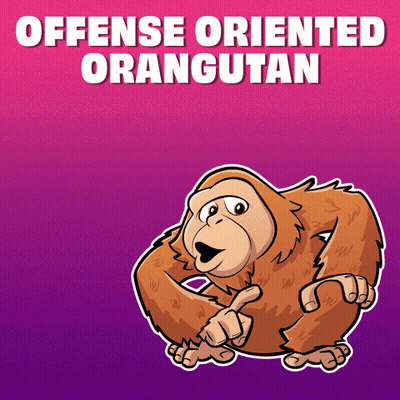 A Cartoon Of An Orangutan With The Words Offense Oriented Orangutan Above It GIF