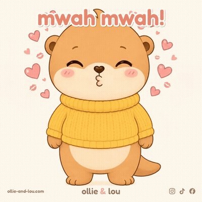 A Cartoon Of An Otter Wearing A Yellow Sweater With The Words Mwah Mwah GIF