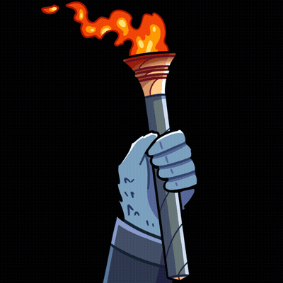 A Cartoon Of An Owl Holding A Torch With A Flame Coming Out Of It GIF