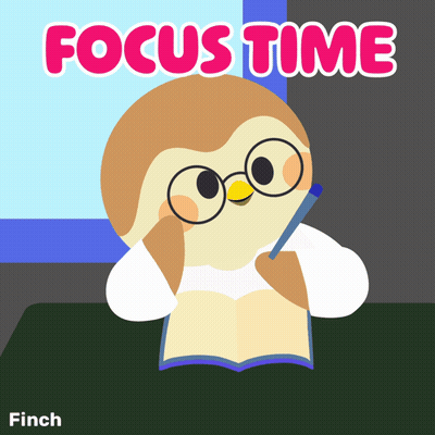 A Cartoon Of An Owl Reading A Book With The Words Focus Time Behind It GIF