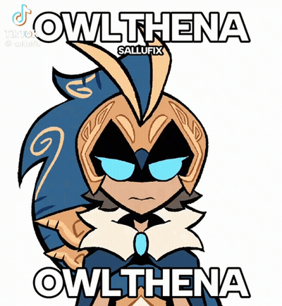 A Cartoon Of An Owl With The Name Owlthena Written On It . GIF