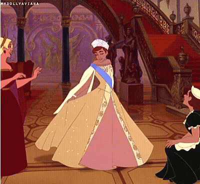 A Cartoon Of Anastasia From The Princess And The Frog With The Caption Mydollyaviana GIF