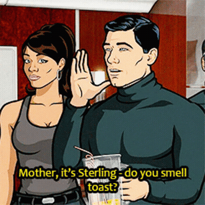 A Cartoon Of Archer Talking To A Woman Who Says Mother It 'S Sterling - Do You Smell Toast GIF