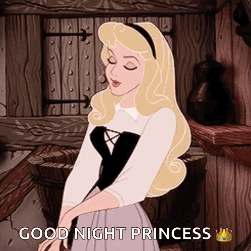 A Cartoon Of Aurora From Sleeping Beauty Says Good Night Princess . GIF