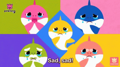 A Cartoon Of Baby Sharks Crying And The Words Sad Sad GIF