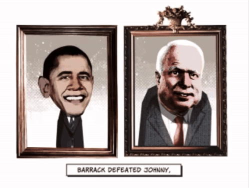 Cartoon Of Barack Obama And Johnny Barrack GIF