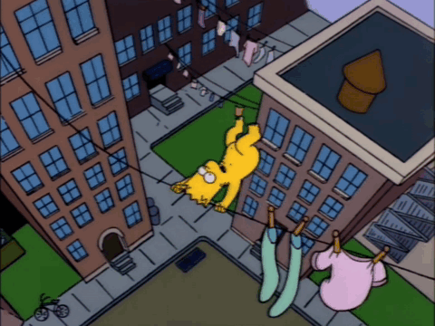 A Cartoon Of Bart Simpson Falling From A Building GIF