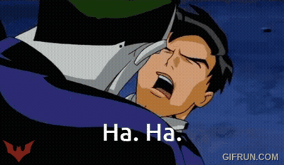A Cartoon Of Batman And The Joker With The Words Ha Ha On The Bottom Right GIF