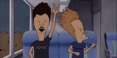 A Cartoon Of Beavis And Butthead Sitting On A Bus . GIF