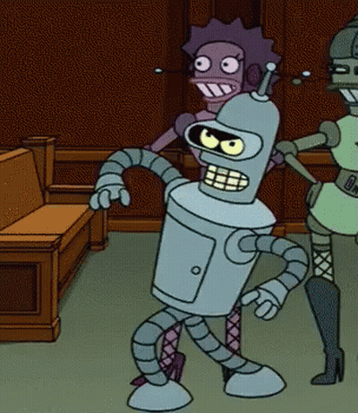 A Cartoon Of Bender From Futurama Is Dancing GIF