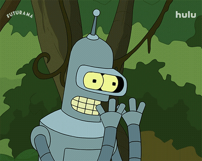 A Cartoon Of Bender From Futurama With Hulu Written On The Bottom GIF