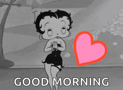 A Cartoon Of Betty Boop With A Pink Heart And The Words Good Morning Below Her GIF