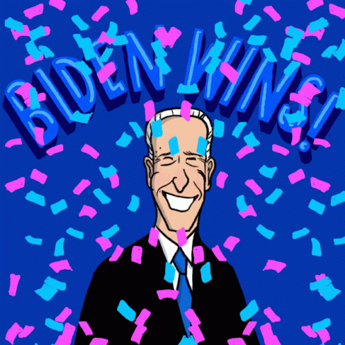 Biden Surrounded By Confetti With Wins Text GIF